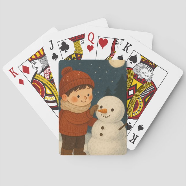 Jeu De Cartes Hiver Nuit Snowman Fun (dos)