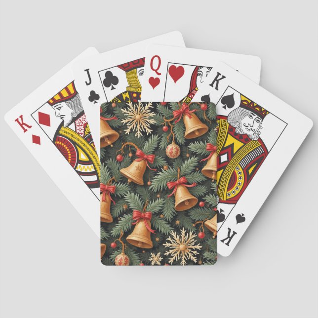 Jeu De Cartes Holiday Bells, Decorative Christmas Pattern, (dos)
