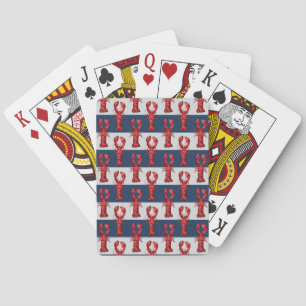 Jeu De Cartes Homards nautiques sur bandes bleu et gris de la Ma