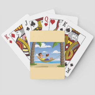 Jeu De Cartes Homme drôle se relaxant dans un hamac de plage