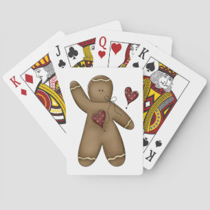 Jeu De Cartes Homme en pain d'épices agitant avec des cœurs à po