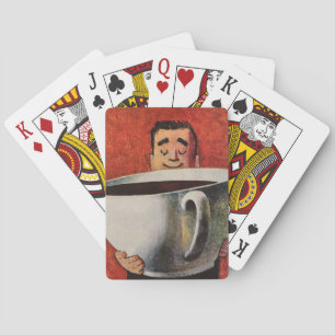 Jeu De Cartes Homme heureux vintage buvant une tasse géante de c