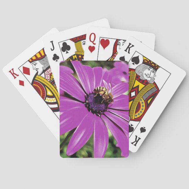 Jeu De Cartes Honey Bee Sur Un Daisy Africain Violet (dos)