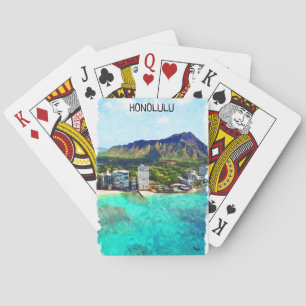 Jeu De Cartes Honolulu Beach Hawaii Vue Vintage voyage