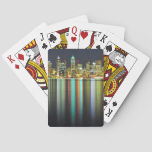 Jeu De Cartes Horizon de Seattle la nuit avec la réflexion