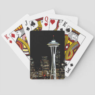 Jeu De Cartes Horizon de Seattle la nuit, avec l'aiguille de
