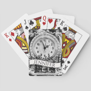 Jeu De Cartes Horloge gothique argentée vintage personnalisée