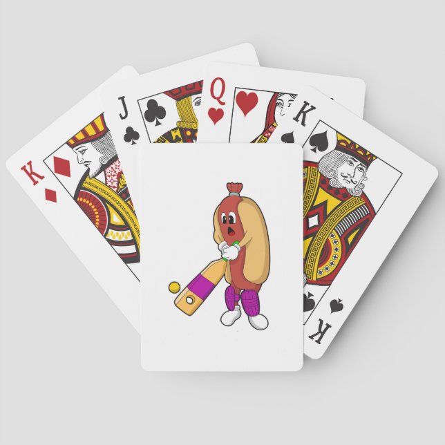 Jeu De Cartes Hotdog au cricket avec batte de cricket (dos)