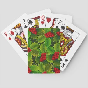 Jeu De Cartes Houx vert avec des baies rouges