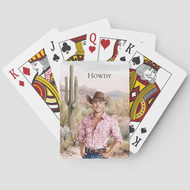 Jeu De Cartes Howdy Western Cowboy en rose sur cheval (dos)