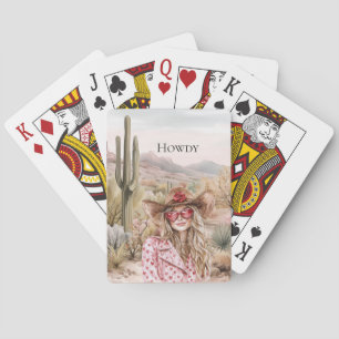 Jeu De Cartes Howdy Western Cowgirl en Lunettes de soleil Coeur 