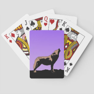 Jeu De Cartes Howling Wolf at Sunset - Art faunique original