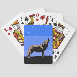Jeu De Cartes Howling Wolf en hiver - Art faunique original