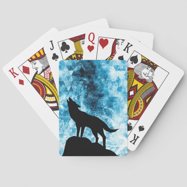 Jeu De Cartes Howling Wolf Hiver neige bleue fumée Abstraite (dos)