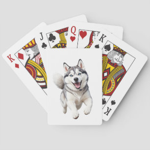 Jeu De Cartes Husky Joyeux Jouer Fun Jumping Dans L'Air Joyeux
