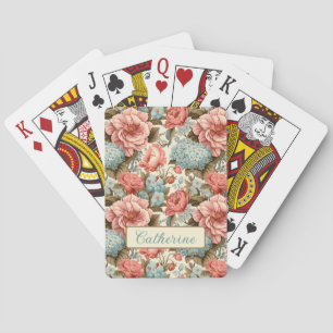 Jeu De Cartes Hydrangea et Pivoine roses et bleus