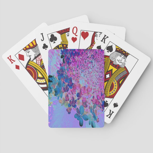 Jeu De Cartes Hydrangea Limelight Élégant Bleu Foncé et Magenta (dos)