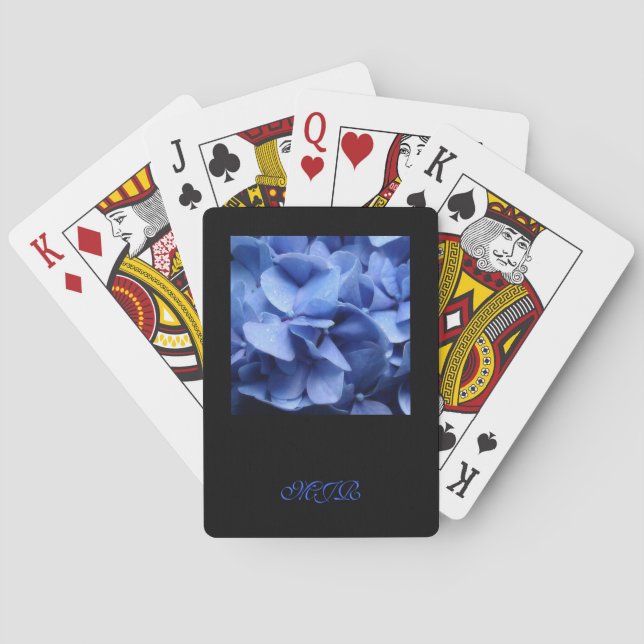 Jeu De Cartes Hydrangeas Bleues - Monogramme (dos)