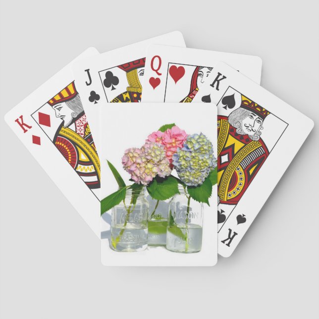 Jeu De Cartes Hydrangeas et jarre de Mason (dos)