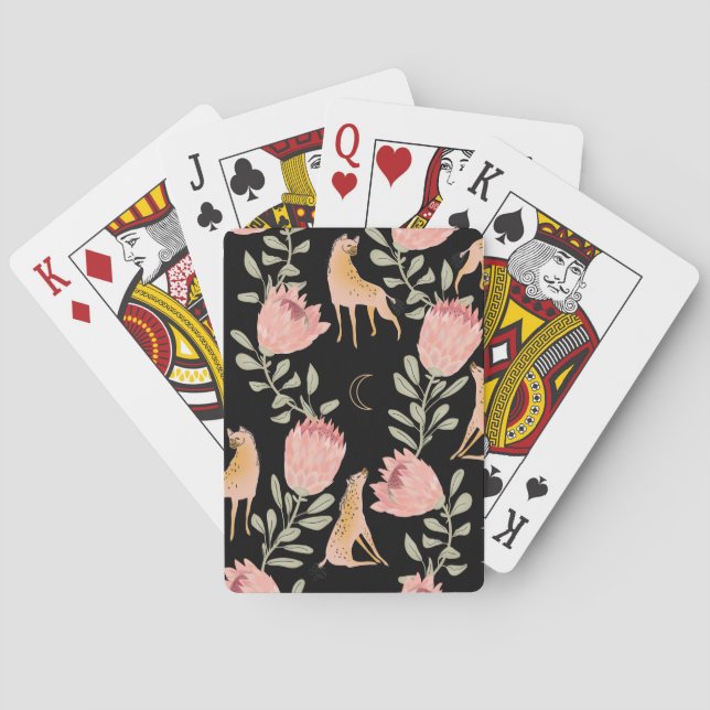 Jeu De Cartes Hyena & Protea : Motif Vintage foncé (dos)