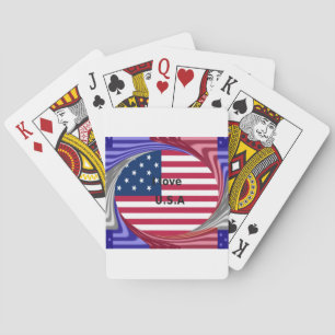 Jeu De Cartes I Love U.S.A. Swirl : Patriotic Heart Art Imprimer