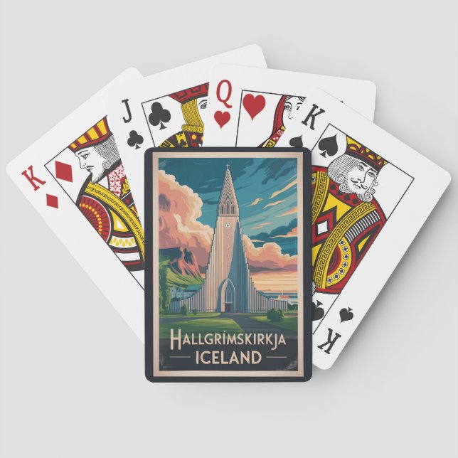 Jeu De Cartes Iceland Hallgrimskirkja Illustration Travel Art (dos)