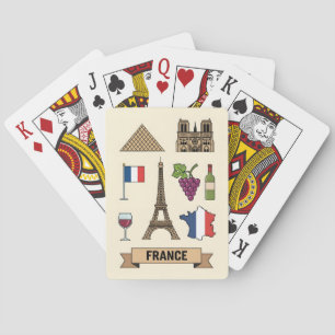 Jeu De Cartes Icônes Symboliques de Voyage Rétro France 