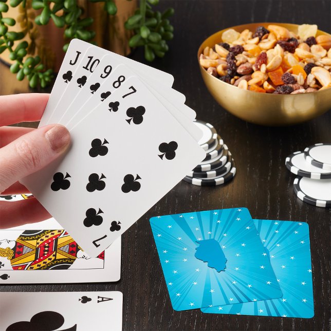 Jeu De Cartes Illinois silhouette étoile bleue éclatée (Créateur téléchargé)