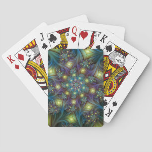 Jeu De Cartes Illuminé Abstrait brillant Turquoise violet Fracta