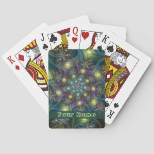 Jeu De Cartes Illuminé bleu abstrait violet Fractal Art Nom