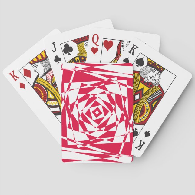 Jeu De Cartes Illusion abstraite rouge blanc (dos)