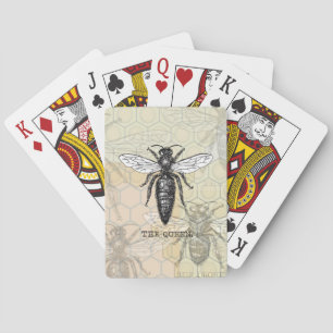 Jeu De Cartes Illustration Antique d'Insecte de Bourdon Reine Ab