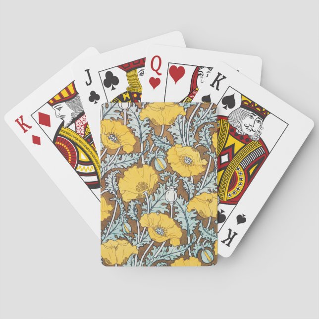 Jeu De Cartes Illustration Art Nouveau Poppy Fleur Jaune (dos)