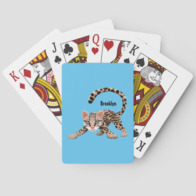 Jeu De Cartes Illustration de cartoon d'ocelot mignon  (dos)