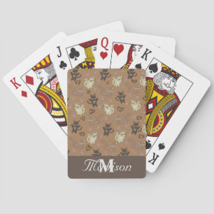 Jeu De Cartes Illustration de chat mignon gribouillis monogramme