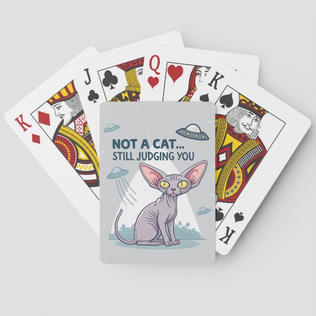 Jeu De Cartes Illustration de chat Sphynx OVNI sarcastique (dos)