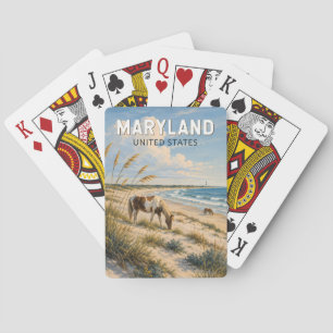 Jeu De Cartes Illustration de cheval du Maryland Art de voyage V