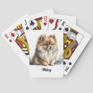 Jeu De Cartes Illustration de chien mignon - Poméranien