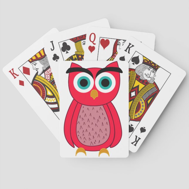 Jeu De Cartes Illustration de chouette rose mignonne (dos)