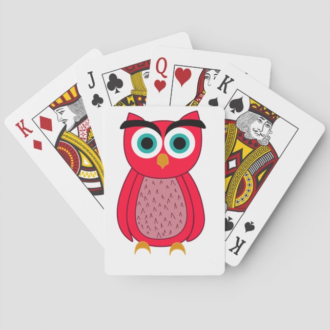 Jeu De Cartes Illustration de chouette rose mignonne (dos)