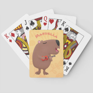 Jeu De Cartes Illustration de dessin animé de capybara ukulele