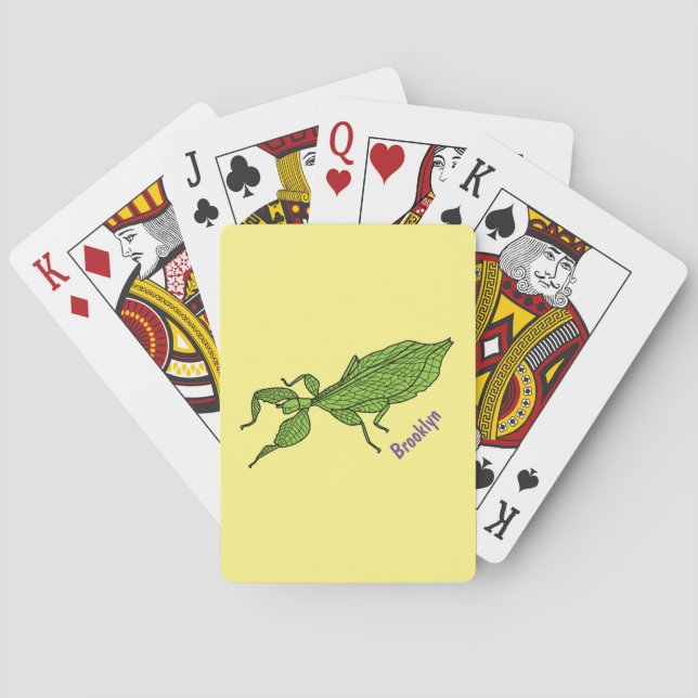 Jeu De Cartes Illustration de dessin animé d'insecte feuille ver (dos)