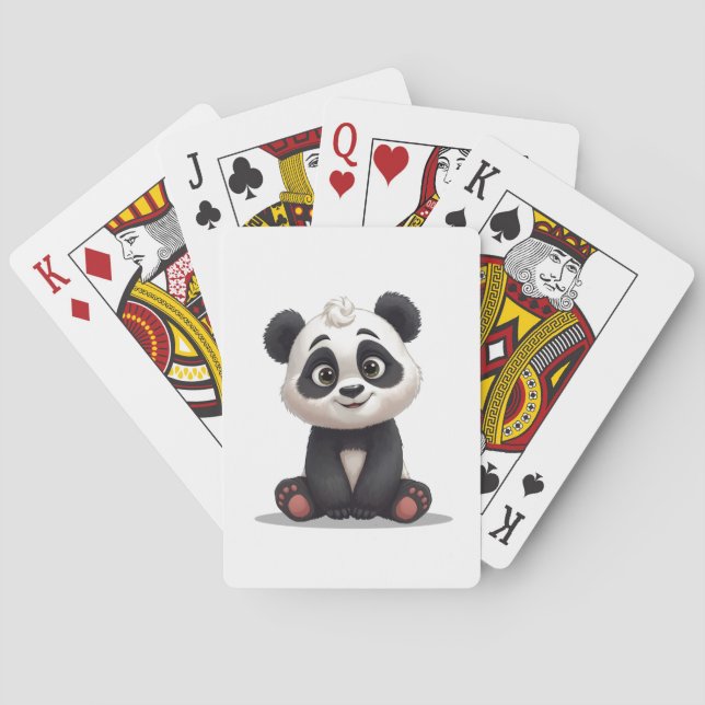 Jeu De Cartes Illustration de dessin animé d'ours panda assis (dos)