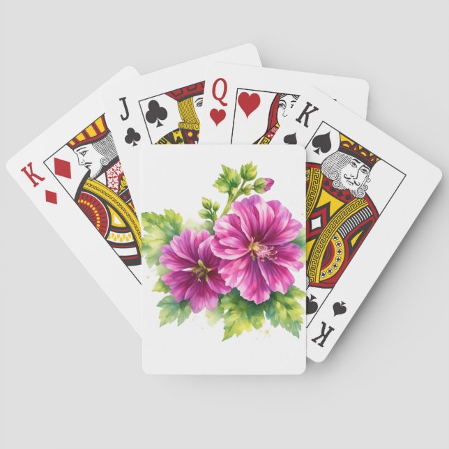 Jeu De Cartes Illustration de fleur aquarelle violette  (dos)