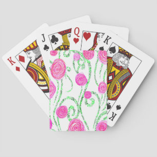Jeu De Cartes Illustration de fleurs vert et rose
