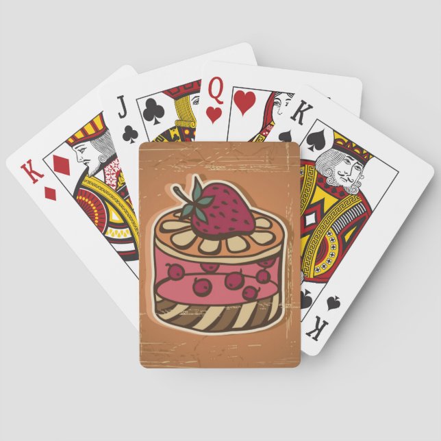 Jeu De Cartes Illustration de gâteau de style rétro (dos)
