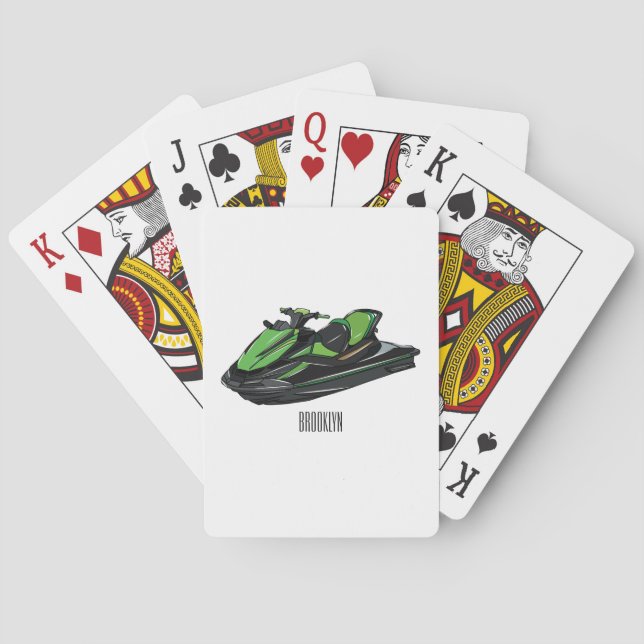 Jeu De Cartes Illustration de jet ski de dessin animé (dos)