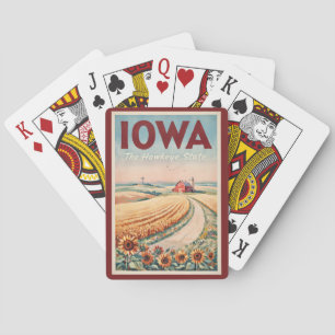 Jeu De Cartes Illustration de la campagne de l'Iowa Art de voyag