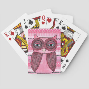 Jeu De Cartes Illustration de la Chouette rose Jouer Cartes Deck