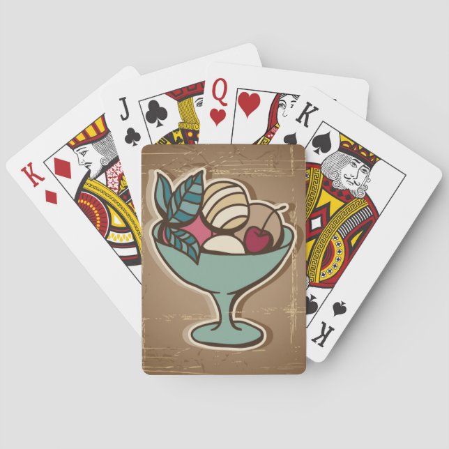 Jeu De Cartes Illustration de la crème glacée en style rétro (dos)